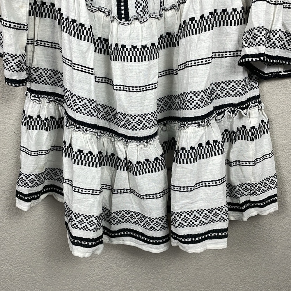New Elan Cotton Cover Up Babydoll Mini Dress Swim Resort Black White Sz XS - Picture 8 of 15
